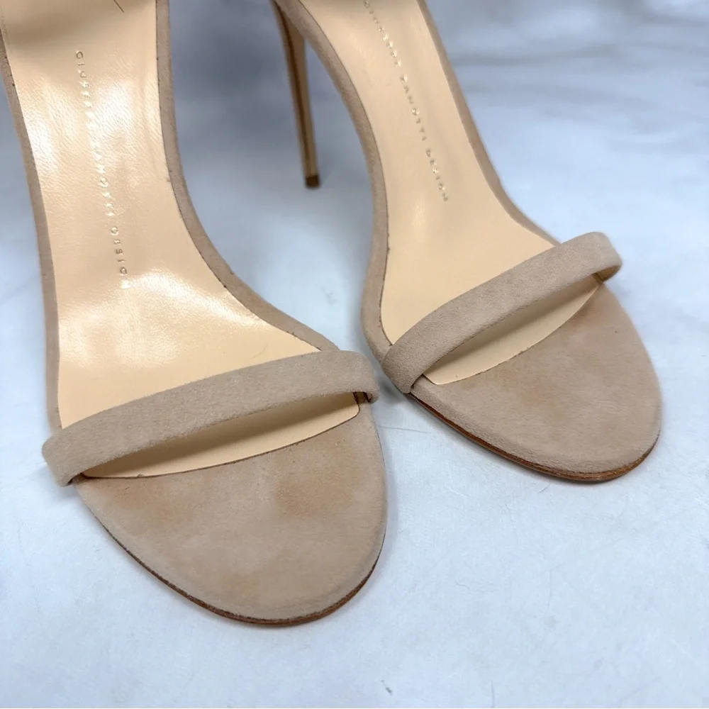 Giuseppe Zanotti Mistico Lace Cuff Buckle Suede Open Toe Stiletto Sandal Heel 40
